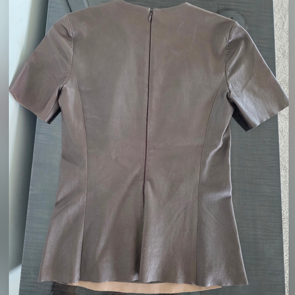Plein Sud Women's Short Sleeve Leather Top - Brown - Picture 2 of 5